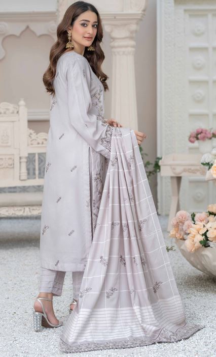 V/1711 D-08 Pashmina Embroidery suit with Pashmina Embroidery Shawl