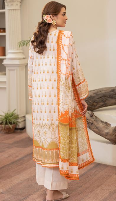 MAHRO BRENISH V/1 08 Lawn Print Suit 3 Piece With Crinkle Dupatta