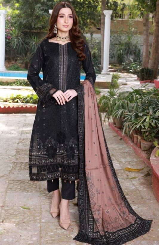 THREAD KARI 02 Lawn thread Kari sequence embroidery suit with lawn dupatta