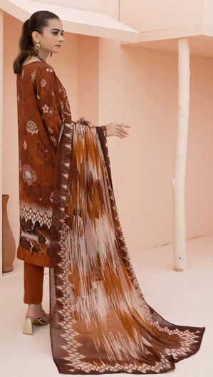 AIN ALIF V/361 08 Printed And Embroidered Viscous Bana Dora With Diamond  Dupatta And Fine Plain Trousers