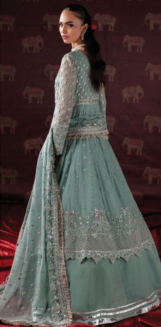 MEERAL BY SAAD SHAIKH D-008 Embroidered Hand Embellished  Chiffon Suit With Embroidered Chiffon  duppata