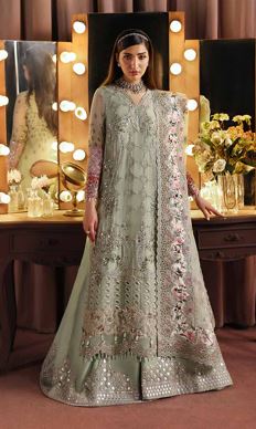 JHOOMRO NUREH NL-86 Luxury embellished and embroidered 4 peice chiffon collection with stiched duppata