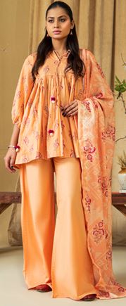 Digital Printed Embroidered Khadar Suit with Embroidered Shawl