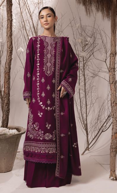 IRINA HUMDUM 09 Premium Embroidered P E A C H  W O O L Collection with Embroidered Same Fabric Shawl