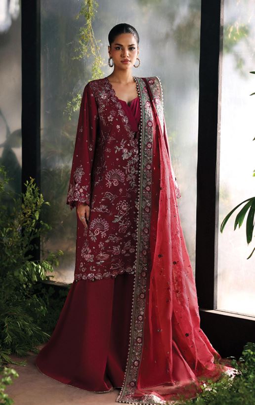 LA FUCHSIA AFROZEH YALIRA ALF-25-V1-09 EMBROIDERED RAW SILK SUIT WITH EMBROIDERED DUPATTA