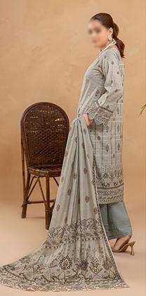 JASMINE FANTAK V/11 09 Lawn embroidery suit with fancy Voil  Dupatta..