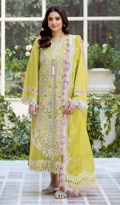 FREESIA BIN ILYAS 105 A Dyed Lawn Borer Embroidered Shirt With Dyed Embroidered Dupatta 3 PC