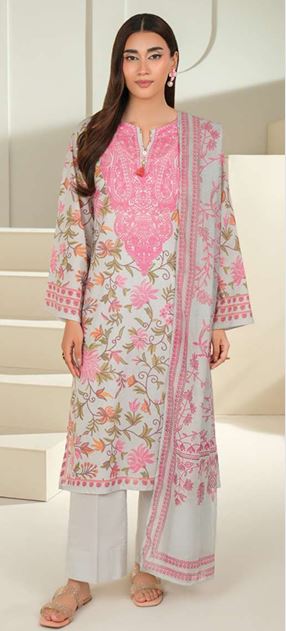U4275 WHITE Printed Cambric Suit 2pc