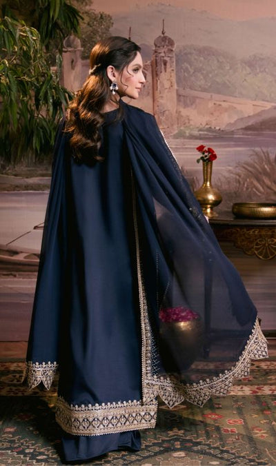 Embroidered Rawsilk Suit with Organza Embroidered  Dupatta = AABROO