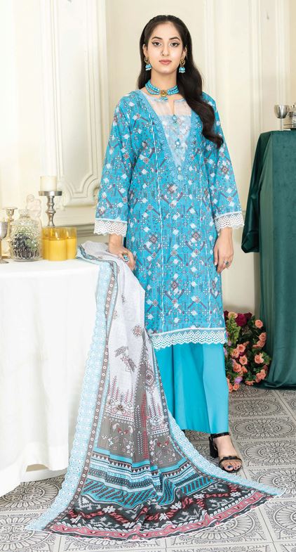 MASHAAL RA 09 Lawn Embroidery Suit With Voil Embroidery Dupatta