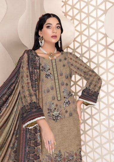 V/1218 D#07 Pashmina Embroidery suit with Pashmina Shawl