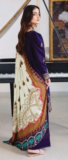 SERENE HUMDUM 09 Premium Embroidered  DHANAK Collection with Printed Wool Shawl