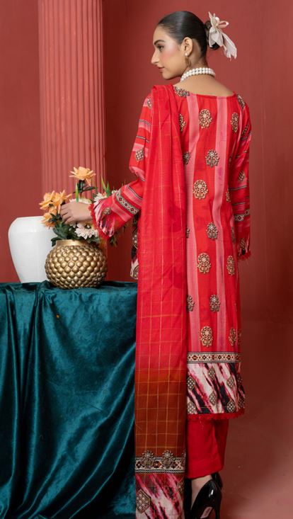 Lawn Embroidery suit with fancy Dupatta