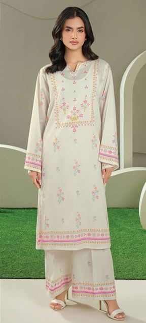 U4383 OFF WHITE Printed Cambric Suit 2pc