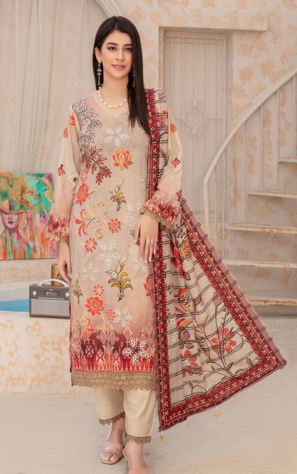 Pashmina print suit with fancy Pashmina print shawl