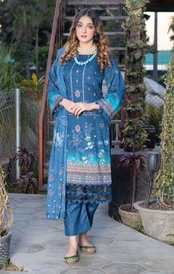 Lawn Embroidery suit with fancy Dupatta