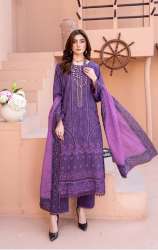 Lawn Embroidery suit with fancy Dupatta