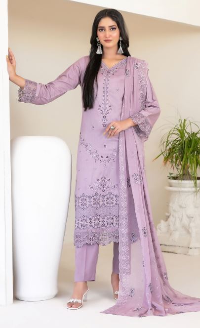 NAJWA TAWAKKAL 4438 Un-Stitched Fancy Embroidered Viscose Zari Shirt Designs with  Embroidered Chiffon Schiffli Dupatta & Un-Stitched Plain Staple Shalwar Fabric