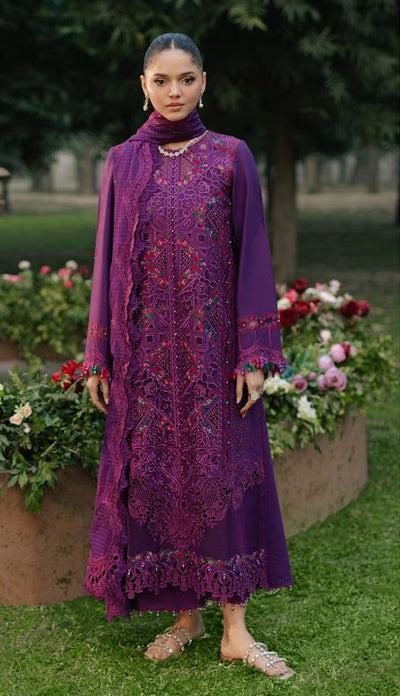 FREESIA BIN ILYAS 105 B Dyed Lawn Borer Embroidered Shirt With Dyed Embroidered Dupatta 3 PC