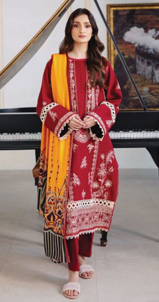 SERENE HUMDUM 10 Premium Embroidered  DHANAK Collection with Printed Wool Shawl