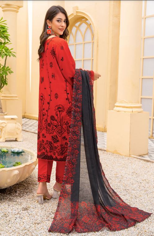 Raw Silk Viscose embroidery suit with fancy dupatta