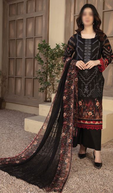 AKAASH FATIMAS V/1975 10 Lawn Embroidery Suit With Chiffon Dupatta