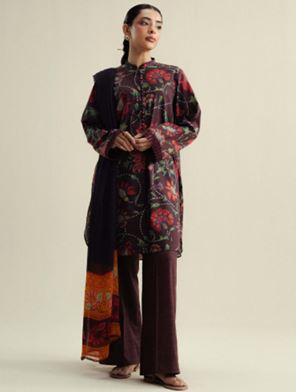 COCO ZS MEADOW -01 A Digital Printed Slub Cotton Suit With Digital Printed Chiffon Dupatta