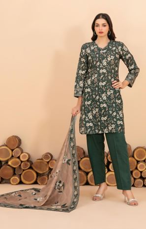 RAHAF TAWAKKAL 4779 Un-Stitched Digital Printed Khaddar Shirt Designs with  Exclusive Digital Printed Khaddar Dupatta & Un-Stitched Plain Khaddar Shalwar Fabric