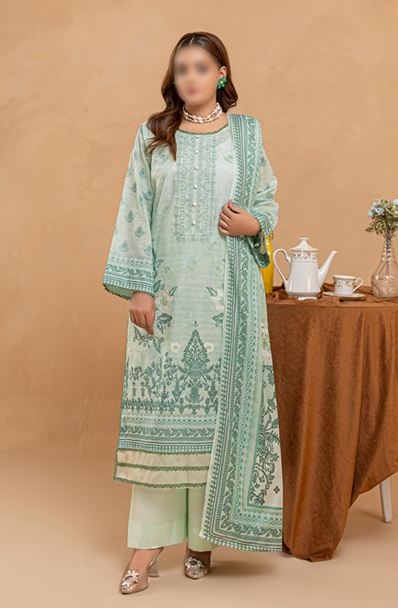 JASMINE FANTAK V/11 01 Lawn embroidery suit with fancy Voil  Dupatta..