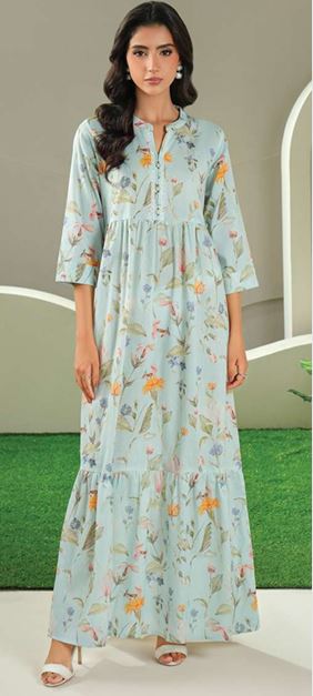 U4173 SKY BLUE Printed Cambric shirt 1pc