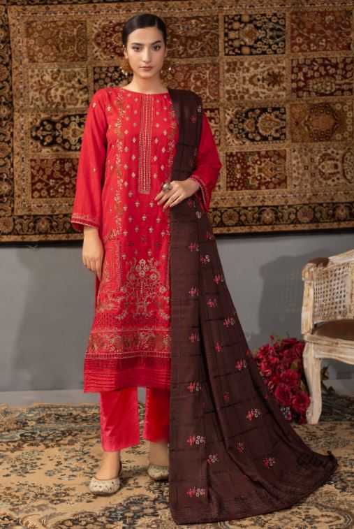 Pashmina Embroidery suit with contrast Pashmina Embroidery Shawl