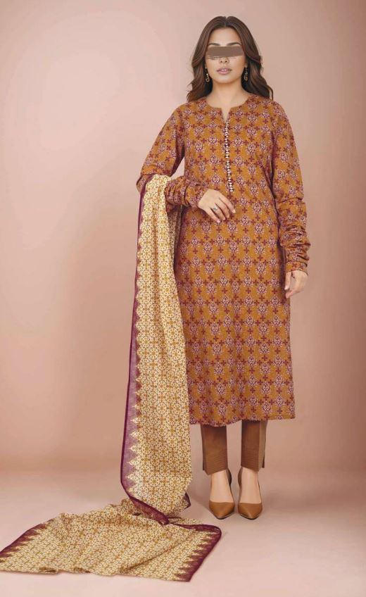 SAYA V/2 U01-24359-03A Lawn print 3 piece suit with lawn Dupatta