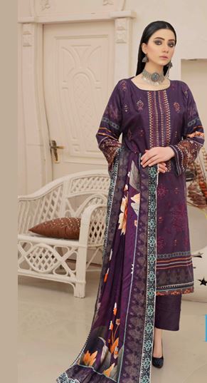 BLOSSOM V/2 01 Viscose embroidery suit with viscose print dupatta