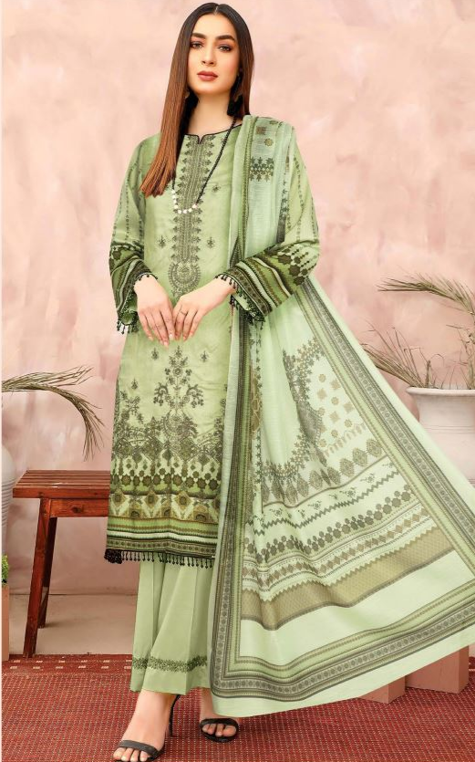 ALIF Viscose Embroidery Suit with Slub Dupatta