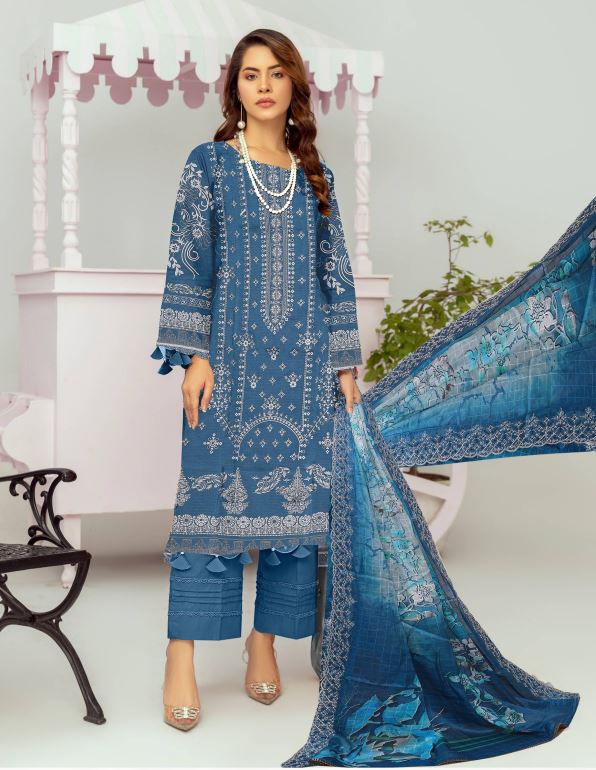 Viscose embroidery suit with diamond embroidery dupatta