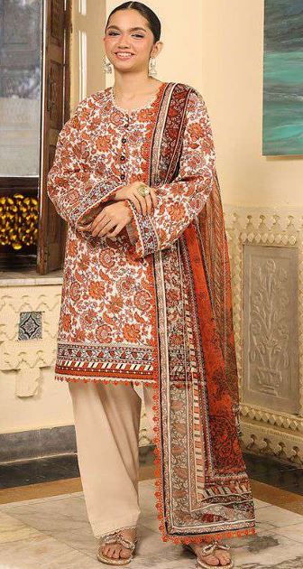 AJUBF-89 Print Lawn suit 3 piece
