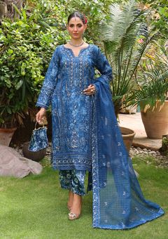 HERMOSA CREATION D 05 Semi Stitched Fancy Embroidered Suit with Fancy Embroidered Dupatta  With Complimentary Jewellery and Clutch