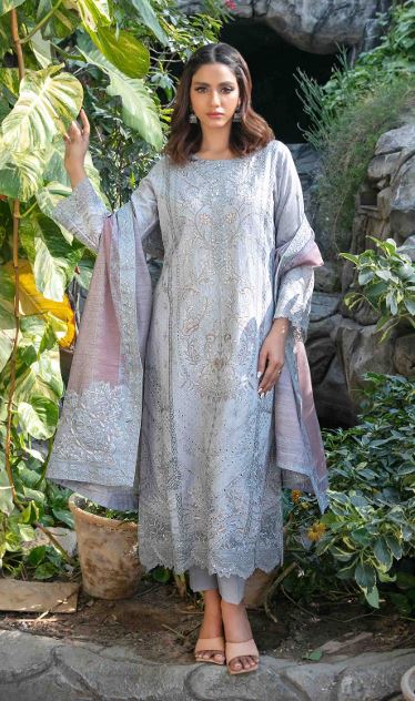 NASRA TAWAKKAL D-5481 Semi Stitch Viscose Jacquard Embroidery Suit with Fancy Embroidery Dupatta