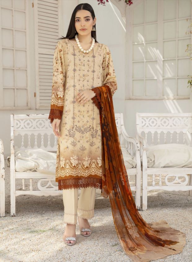 Viscose embroidery suit with zari viscose embroidered dupatta