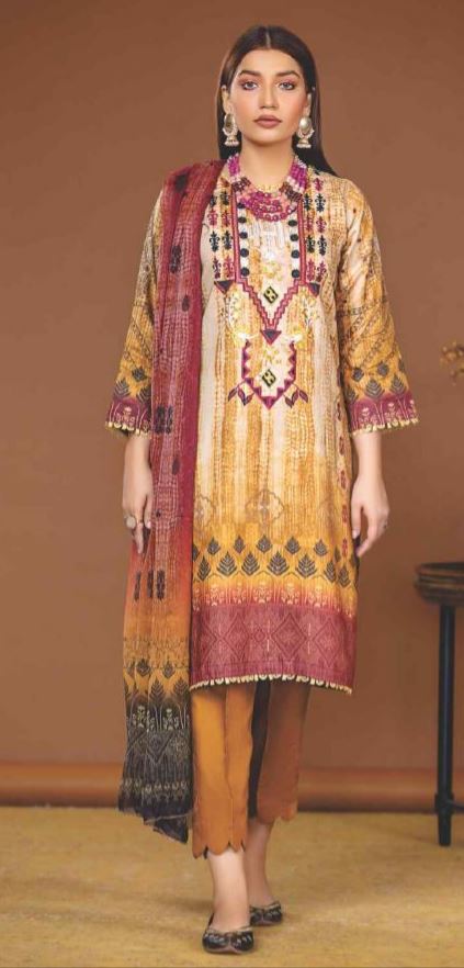 AMANI Embroidered Viscose Suit 3pc Winter 2022