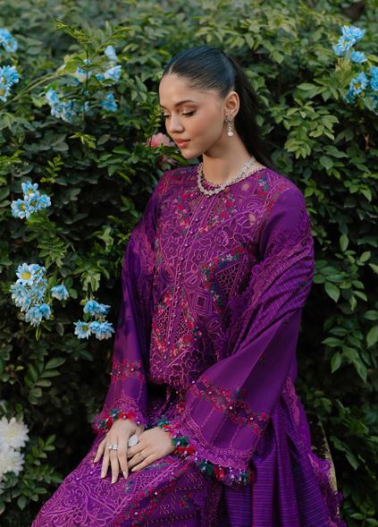 FREESIA BIN ILYAS 105 B Dyed Lawn Borer Embroidered Shirt With Dyed Embroidered Dupatta 3 PC