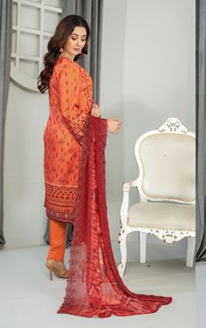 MINAHIL FATIMA"S V/1681 D 10 Linen Embroidery Suit with Chiffon Print Cutwork Dupatta