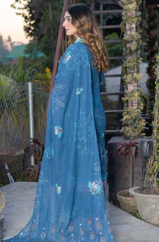 Lawn Embroidery suit with fancy Dupatta