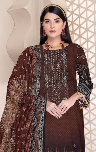 V/1218 D#03 Pashmina Embroidery suit with Pashmina Shawl