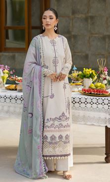 FLORENT FL-8B DYED EMBROIDERED SUIT WITH DIGITAL PRINTED SILK DUPATTA