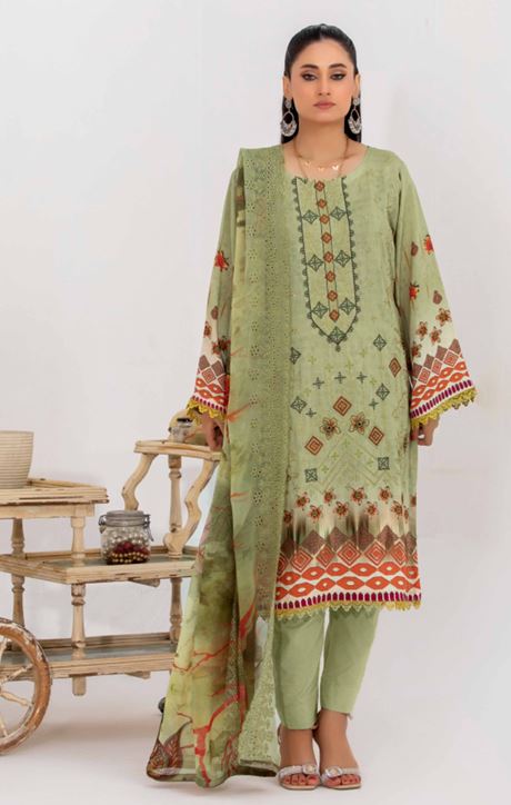 Bana Dora viscose embroidery suit with chiffon embroidery dupatta