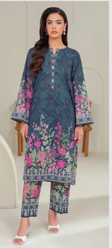 U4291 BLUE Printed Lawn Suit 2pc