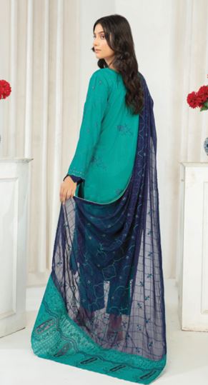 Bana Dora viscose embroidery suit with chiffon embroidery dupatta