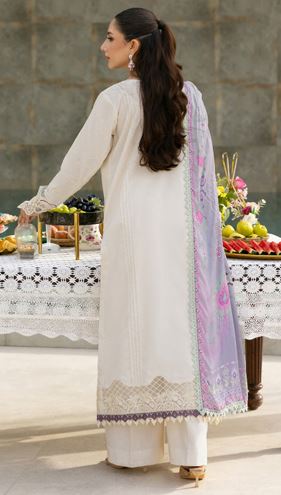 FLORENT FL-8B DYED EMBROIDERED SUIT WITH DIGITAL PRINTED SILK DUPATTA