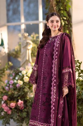 FREESIA BIN ILYAS 106 A Dyed Lawn Borer Embroidered Shirt With Dyed Embroidered Dupatta 3 PC